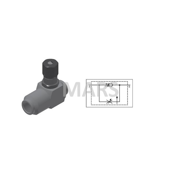 Škrtiaci jednosmerný ventil 90° BSP 1/2"